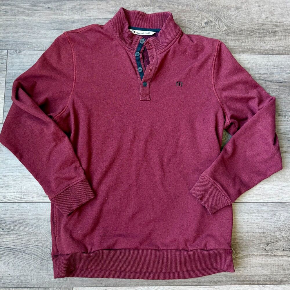 Travis Mathew Golf Pullover 1/4 Button Burgandy Athleisure Wear Mens XL